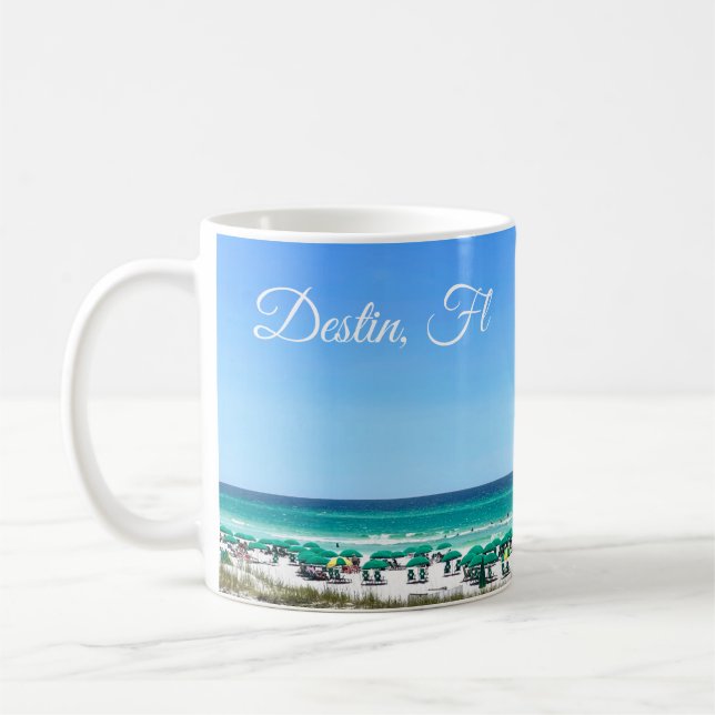 Destin Florida Coast Beach Umbrellas Pretty Custom Coffee Mug (Left)