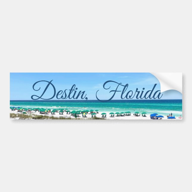 Destin Florida Coast Beach Umbrellas Pretty Photo Bumper Sticker (Front)