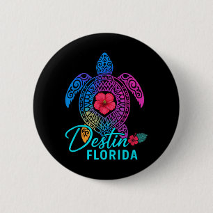 Destin Florida Colourful Turtle Summer Travel 6 Cm Round Badge