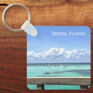 Destin Florida Crab Island Bridge Ocean Photo Key Ring