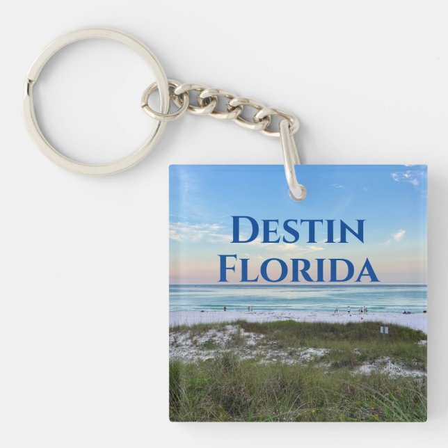Destin Florida Custom Beach Vacation Souvenir Key Ring (Front)