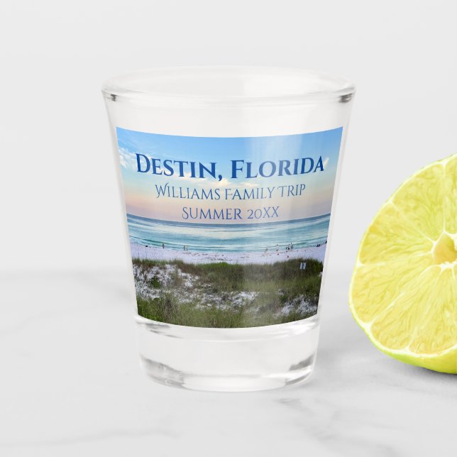 Destin Florida Custom Beach Vacation Souvenir Shot Glass (Front)