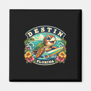 Destin Florida Cute Sea Turtle Surfing  Magnet