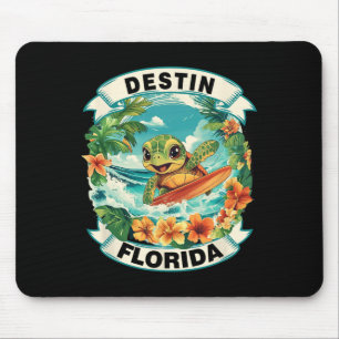 Destin Florida Cute Sea Turtle Surfing Summer Vaca Mouse Mat