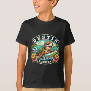 Destin Florida Cute Sea Turtle Surfing T-Shirt
