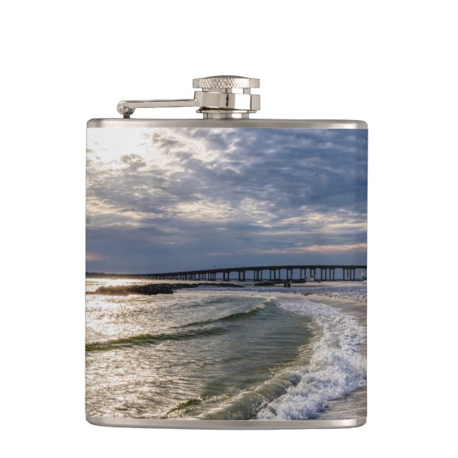 Destin Florida Evening Waves Flask (Front)