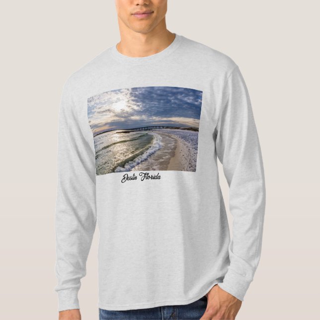 Destin Florida Evening Waves Long Sleeve Shirt (Front)