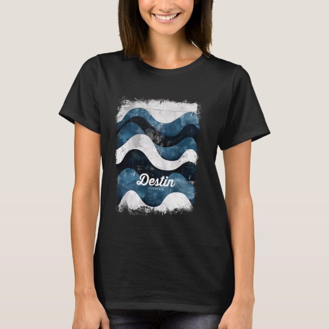 Destin Florida FL Tropical Beach Surfing Waves Vin T-Shirt (Front)