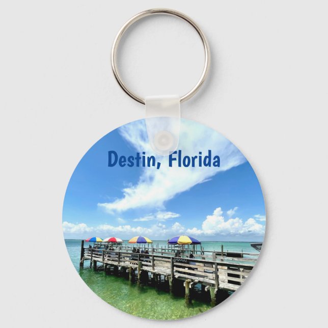 Destin Florida Ocean Boardwalk Photography Custom Key Ring (Front)