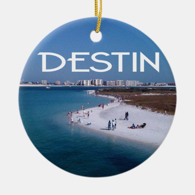 Destin Florida photo with beach and skyline Ceramic Tree Decoration (Front)