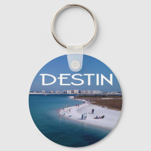Destin Florida photo with beach and skyline Key Ring