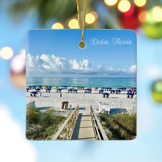 Destin Florida Pretty Beach Photography Christmas Ceramic Ornament (Creator Uploaded)