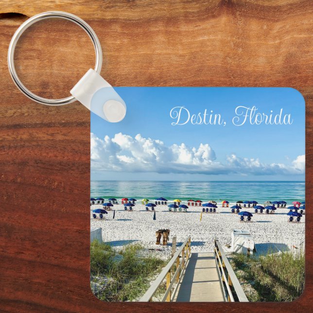 Destin Florida Pretty Beach Photography Souvenir Key Ring (Front)
