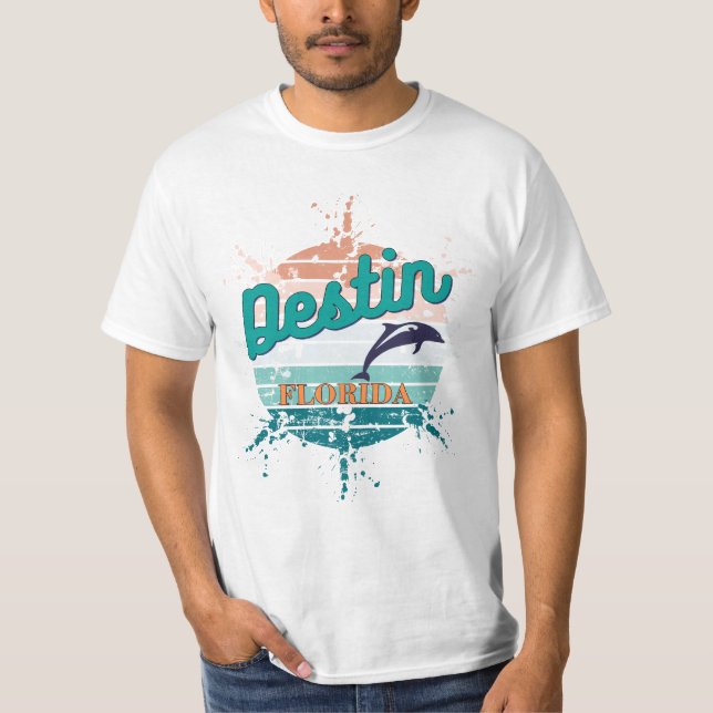 Destin Florida Retro Vintage Sunset  T-Shirt (Front)