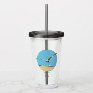 Destin, Florida Sea Gull Flying over Beach Acrylic Tumbler