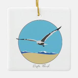 Destin, Florida Sea Gull over Beach Ceramic Ornament