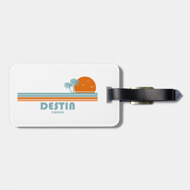 Destin Florida Sun Palm Trees Luggage Tag (Back Horizontal)