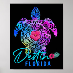 Destin Florida Tie Dye Sea Turtle Summer Vacation Poster