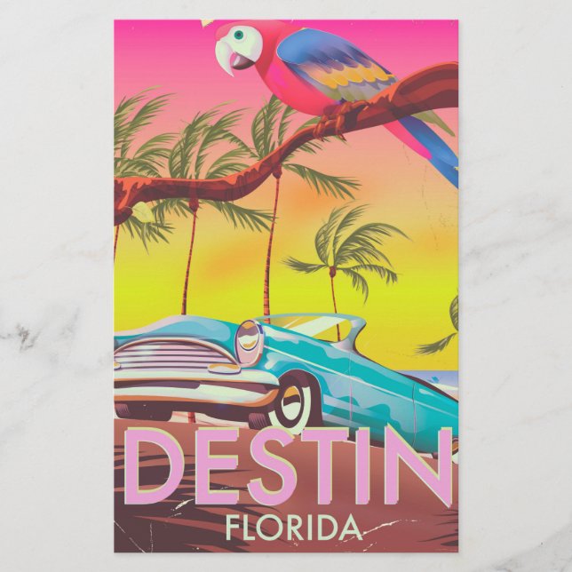 Destin Florida USA vintage travel poster. Stationery (Front)