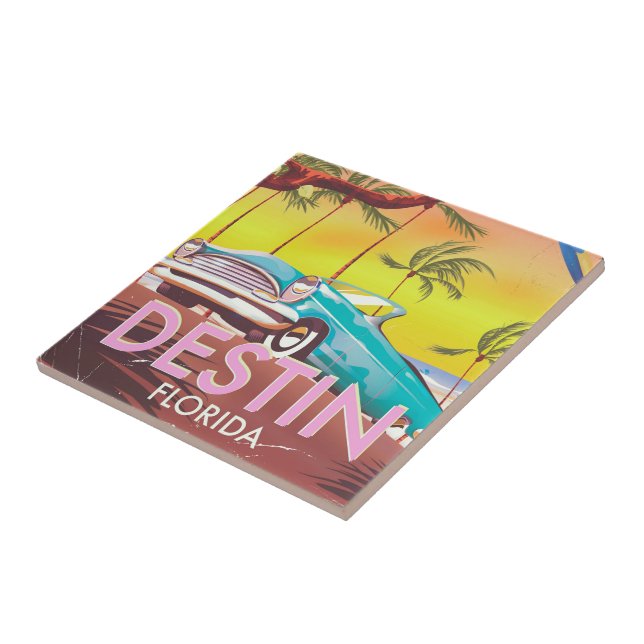 Destin Florida USA vintage travel poster. Tile (Side)