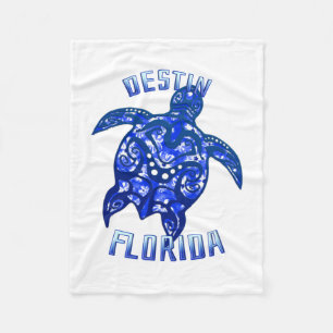 Destin Florida Vacation Tribal Turtle Fleece Blanket