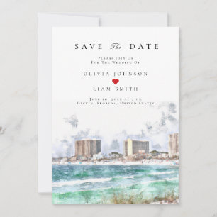 Destin Florida Watercolor Save the Date Wedding Invitation