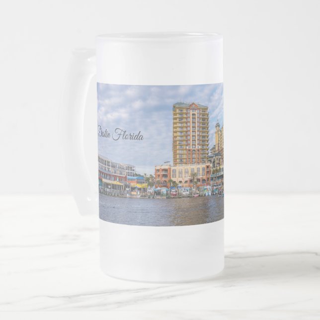 Destin Harbour Boardwalk Frosted Beer Mug (Front Left)