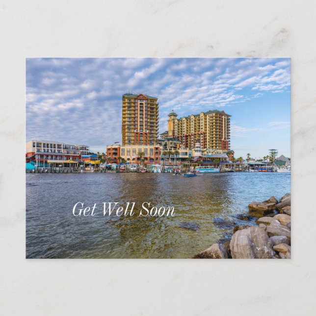 Destin Harbour Boardwalk Get Well Soon Postcard (Front)