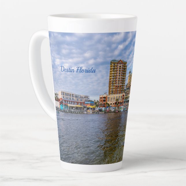 Destin Harbour Boardwalk Latte Mug (Left Angle)