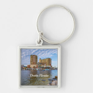 Destin Harbour Boardwalk Square Keychain
