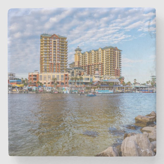 Destin Harbour Boardwalk Stone Coaster (Front)