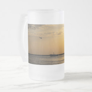 Destin Sunset And Helicopters Frosted Beer Mug
