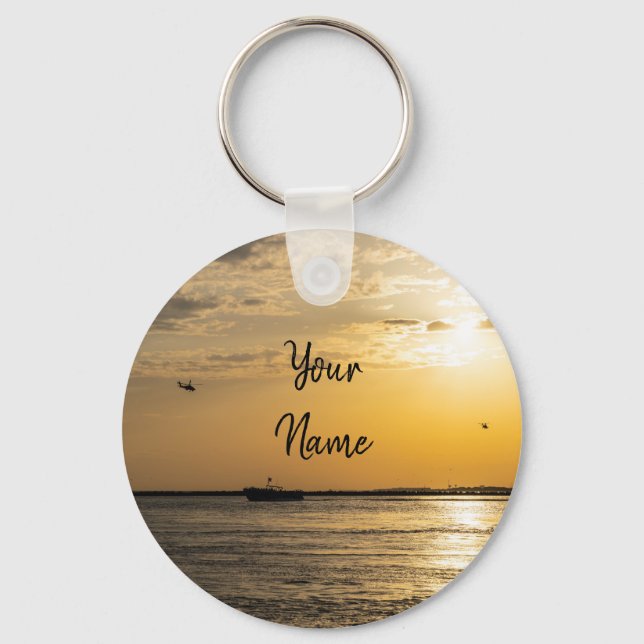 Destin Sunset And Helicopters Key Chain (Front)