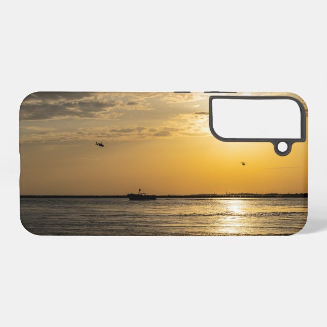 Destin Sunset And Helicopters Samsung Phone Case (Back Horizontal)