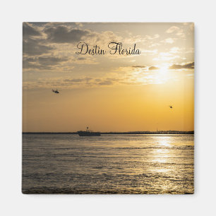 Destin Sunset And Helicopters Square Magnet