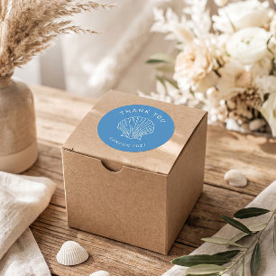 Destination Abroad Wedding Blue Thank You Classic Round Sticker