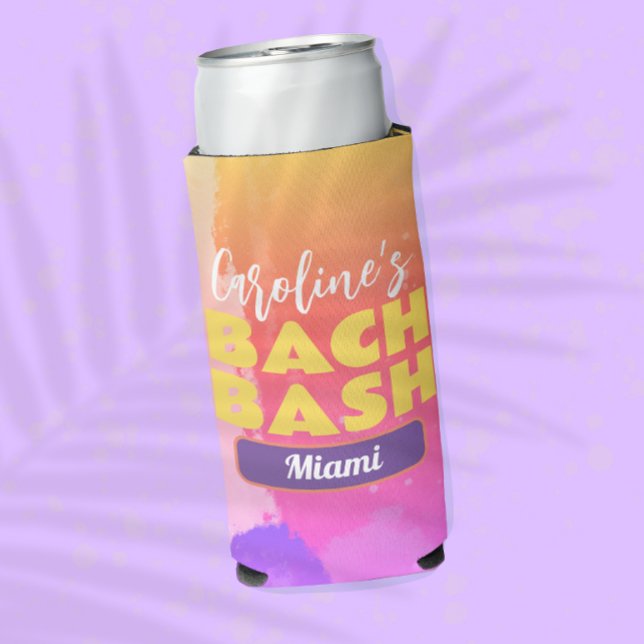 Destination Bachelorette Bash Bright Watercolor  Seltzer Can Cooler (Creator Uploaded)
