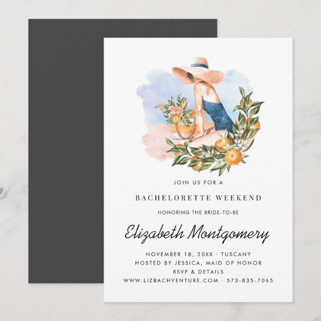 Destination Bachelorette Weekend | Citrus Orchard Invitation (Front/Back)