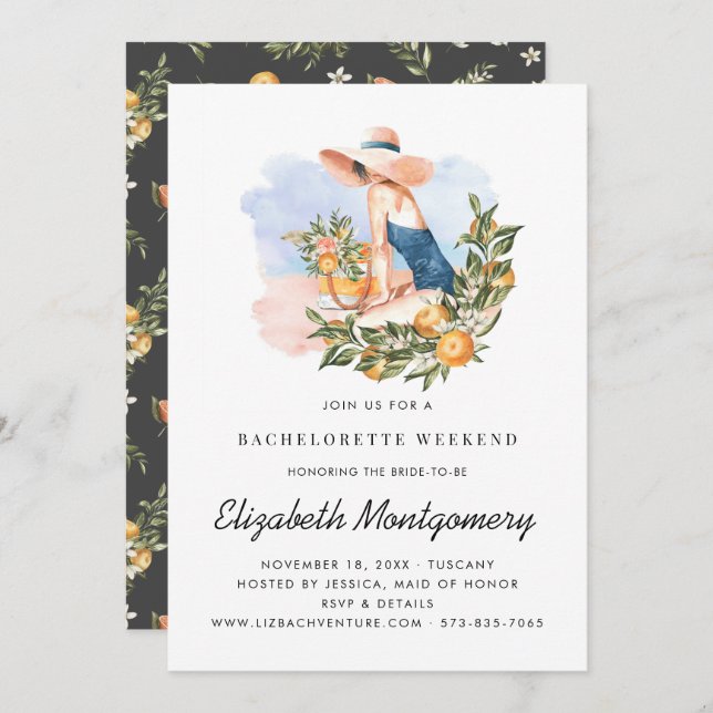 Destination Bachelorette Weekend | Citrus Orchard Invitation (Front/Back)