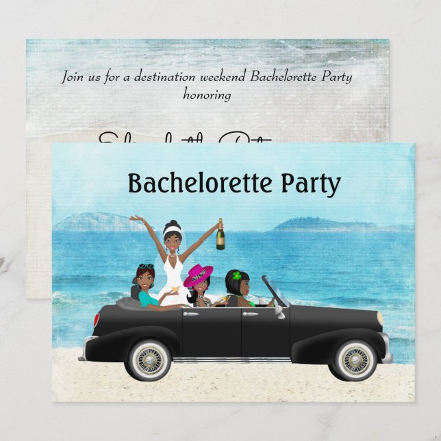 Destination Beach Wedding Bachelorette Party Invitation (Front/Back)
