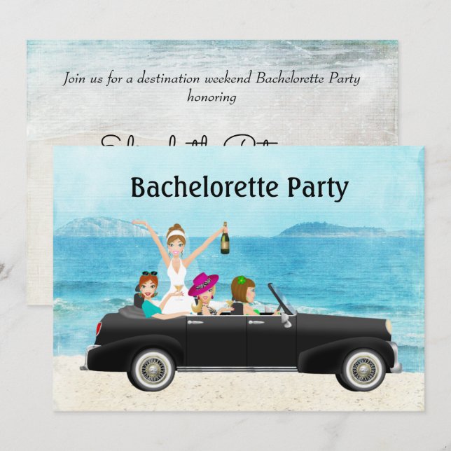 Destination Beach Wedding Bachelorette Party Invitation (Front/Back)