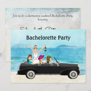 Destination Beach Wedding Bachelorette Party Invitation