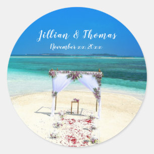 Destination Beach Wedding Classic Round Sticker