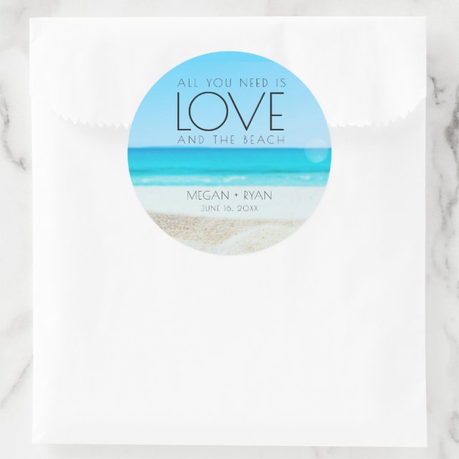 Destination Beach Wedding Classic Round Sticker (Bag)