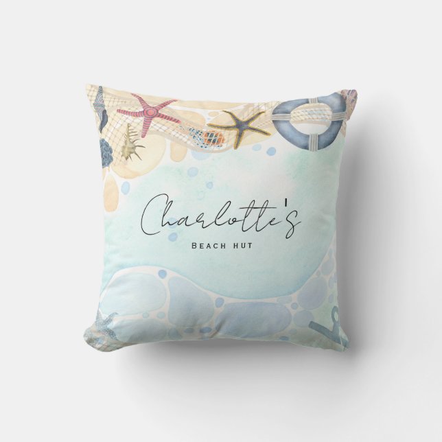 Destination Beach Wedding Coastal  Cushion (Front)