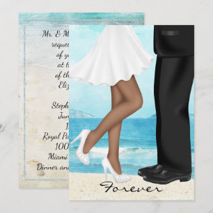 Destination Beach Wedding with Bride and Groom Invitation
