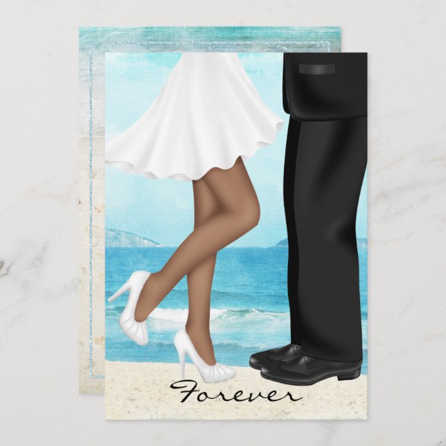Destination Beach Wedding with Bride and Groom Invitation (Front/Back)