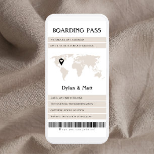 Destination Beige Electronic Boarding Pass Save The Date