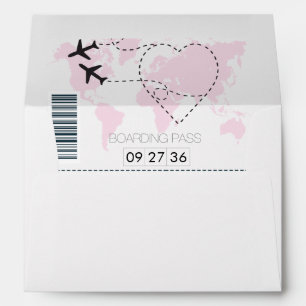 Destination Boarding Pass 5x7 Wedding Invitation  Envelope