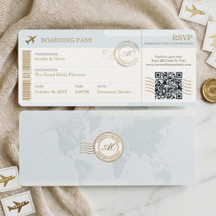 Destination Boarding Pass Plane Ticket Wedding Invitation